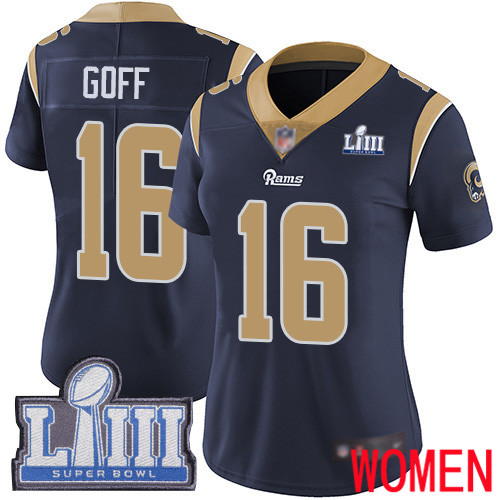 Los Angeles Rams Limited Navy Blue Women Jared Goff Home Jersey NFL Football #16 Super Bowl LIII Bound Vapor Untouchable->youth nfl jersey->Youth Jersey